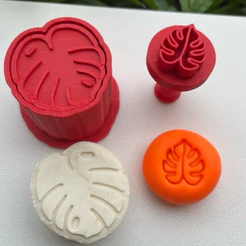 kit carimbo e Ejetor para Brigadeiro Folha Costela de Adão – Perfeito p Festas Tropicais,Safari,Flamingo e Doces de Luxo