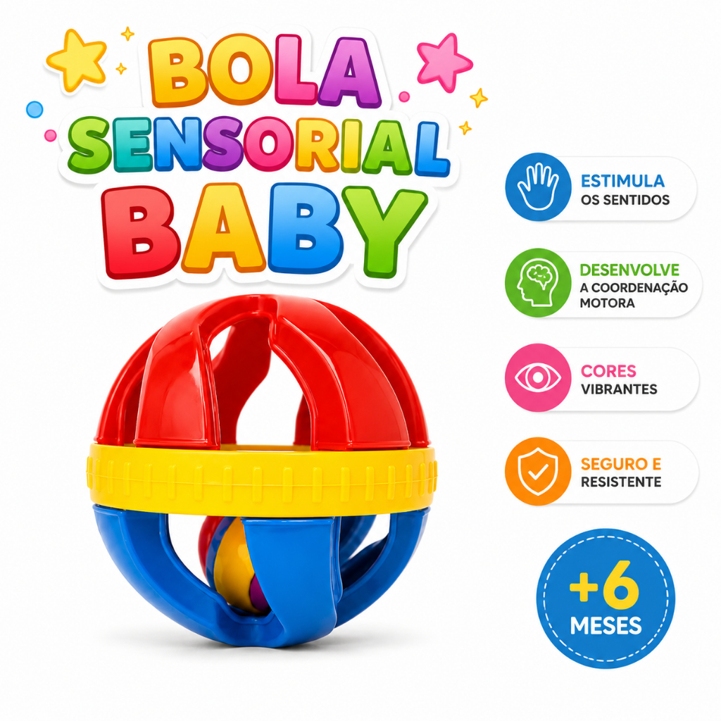 Bola Sensorial Baby Chocalho Montessori Bebê Brinquedo Educativo Colorido