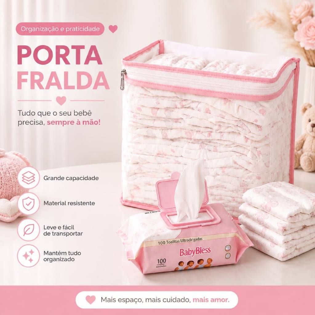 Kit 2 Nécessaire Organizador Bolsa Mala Saída Maternidade Porta Fralda