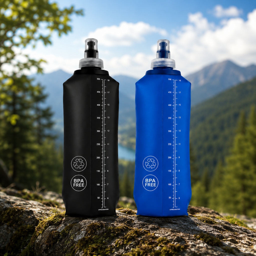 Garrafa Água Corrida Academia Soft Flask Silicone Dobrável 500 ML Fit com Válvula Antivazamento ENVIO IMEDIATO