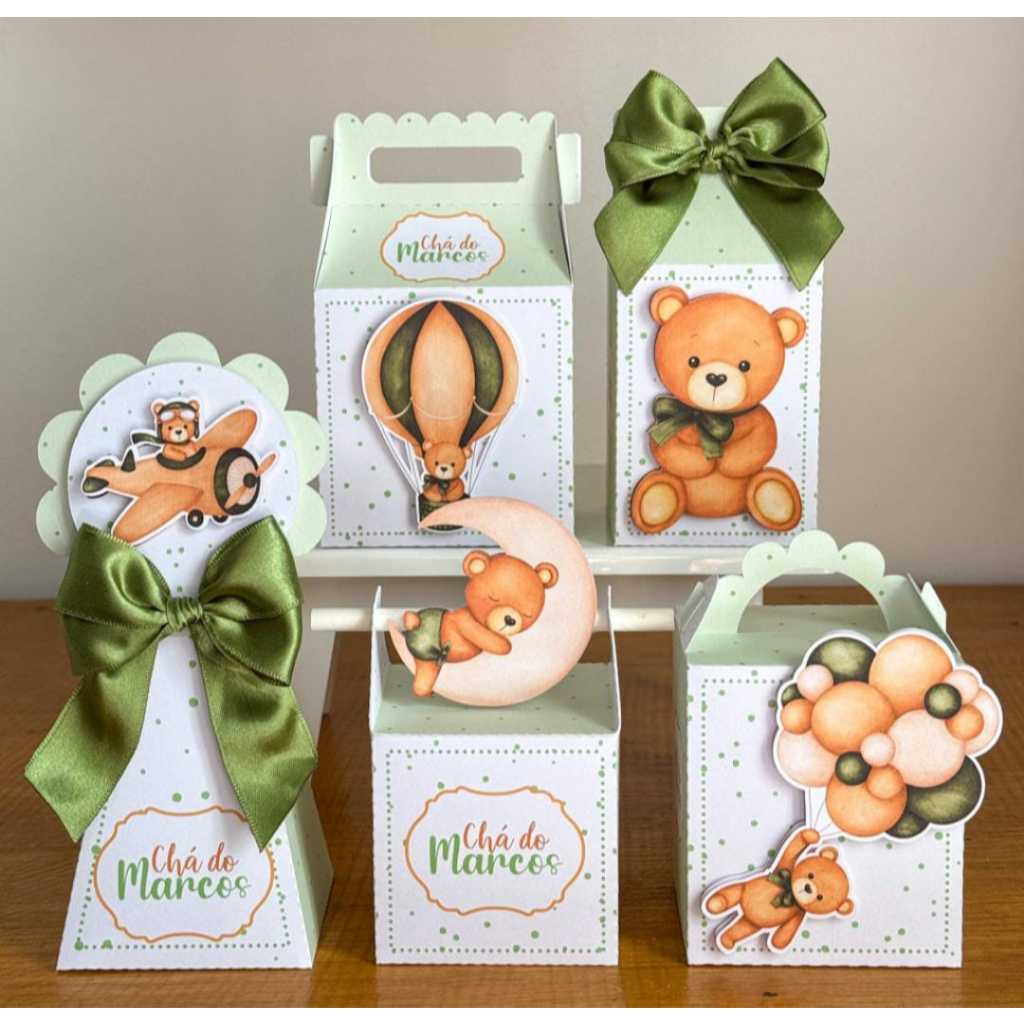 Kit Festa Chá de bebe ursinho verde para Lembrancinhas Decoração Festa Infantil