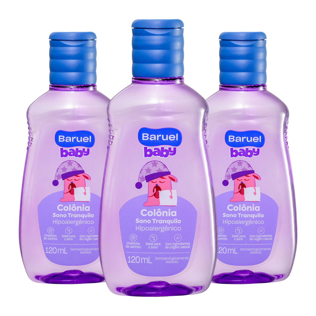 Kit 3un Colônia Sono Tranquilo Baruel Baby 120ml