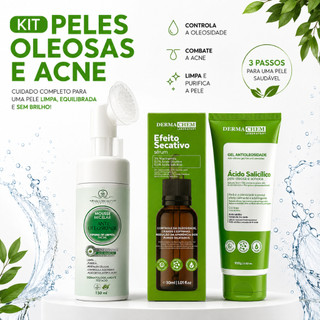 Kit Skincare Anti Oleosidade e Acne Salicílico + Sérum Secativo Dermachem - Peles Oleosas e Acne