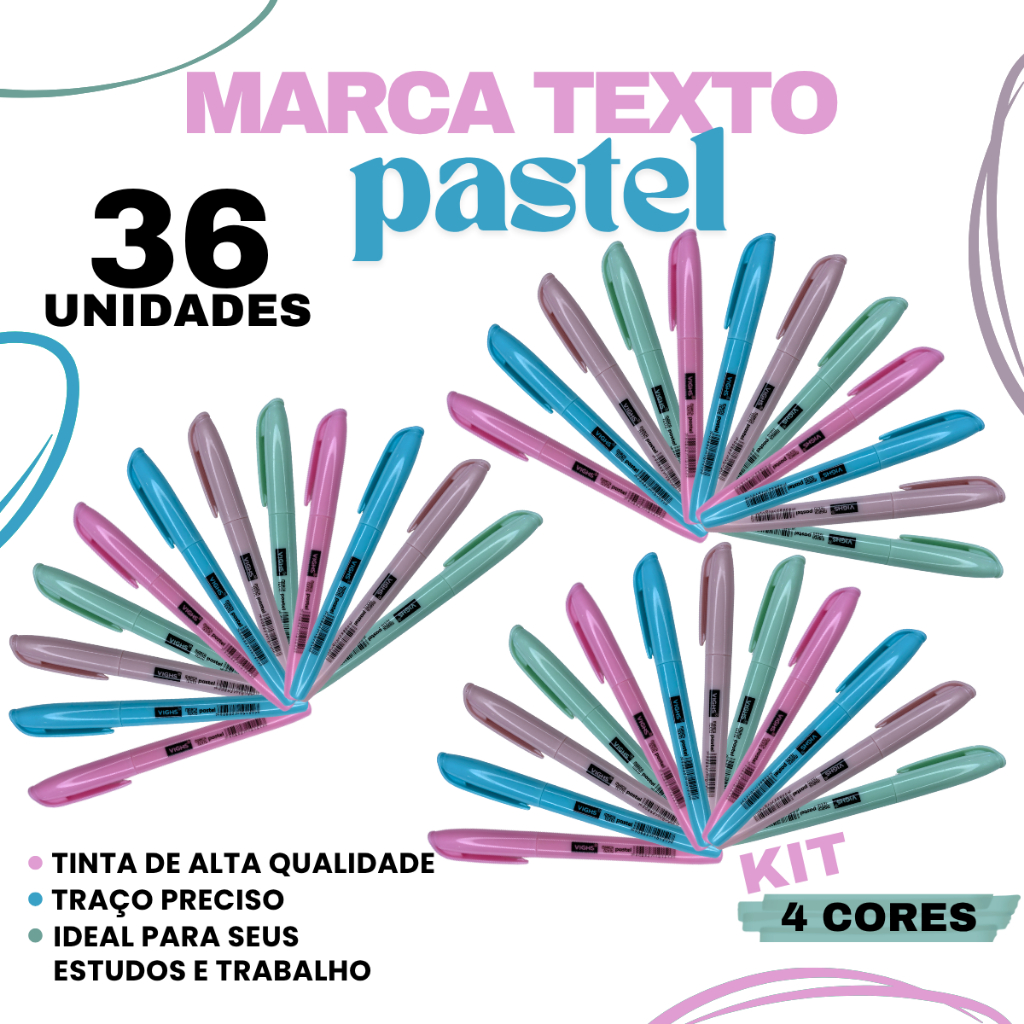 36 Unidades Marca Textos Vighs Pastel