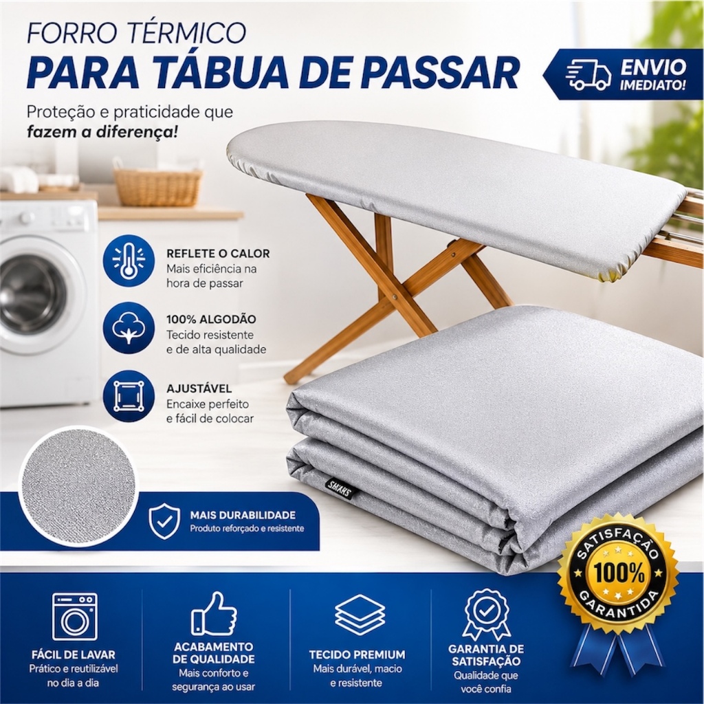 Forro Térmico Com Espuma Para Tábua De Passar Roupa Metalizado Capa Todos os Tamanhos