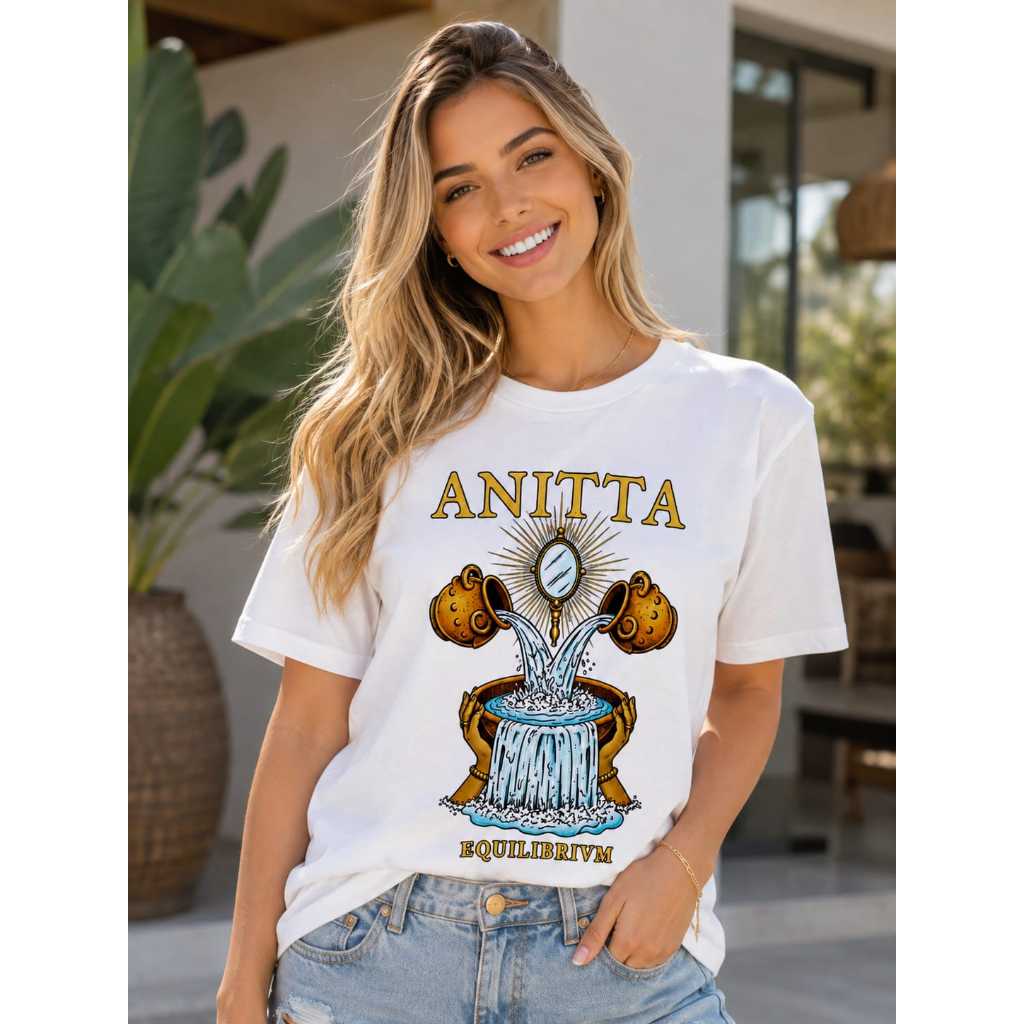 Camiseta Turnê Cantora Pop Anita Cores Variadas Show Anita 100% Algodão Premium Moda Feminina Estilosa Confortável