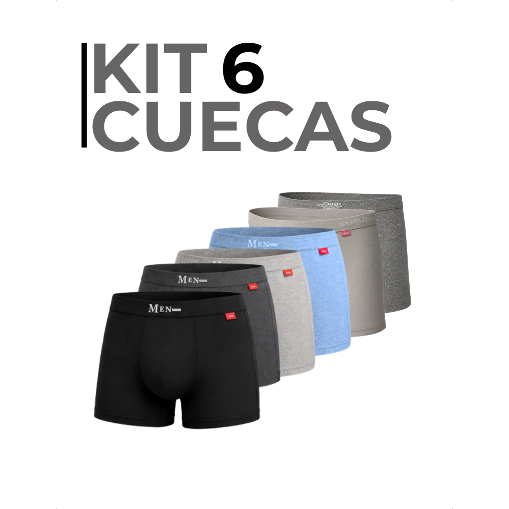Kit 6 Cueca Boxer Masculina Poliamida, Cf Sports