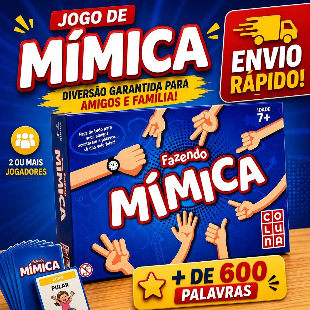 Jogo de Tabuleiro Fazendo Mímica Charadas Infantil Família Amigos com Cartas e Dado