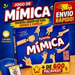 Jogo de Tabuleiro Fazendo Mímica Charadas Infantil Família Amigos com Cartas e Dado