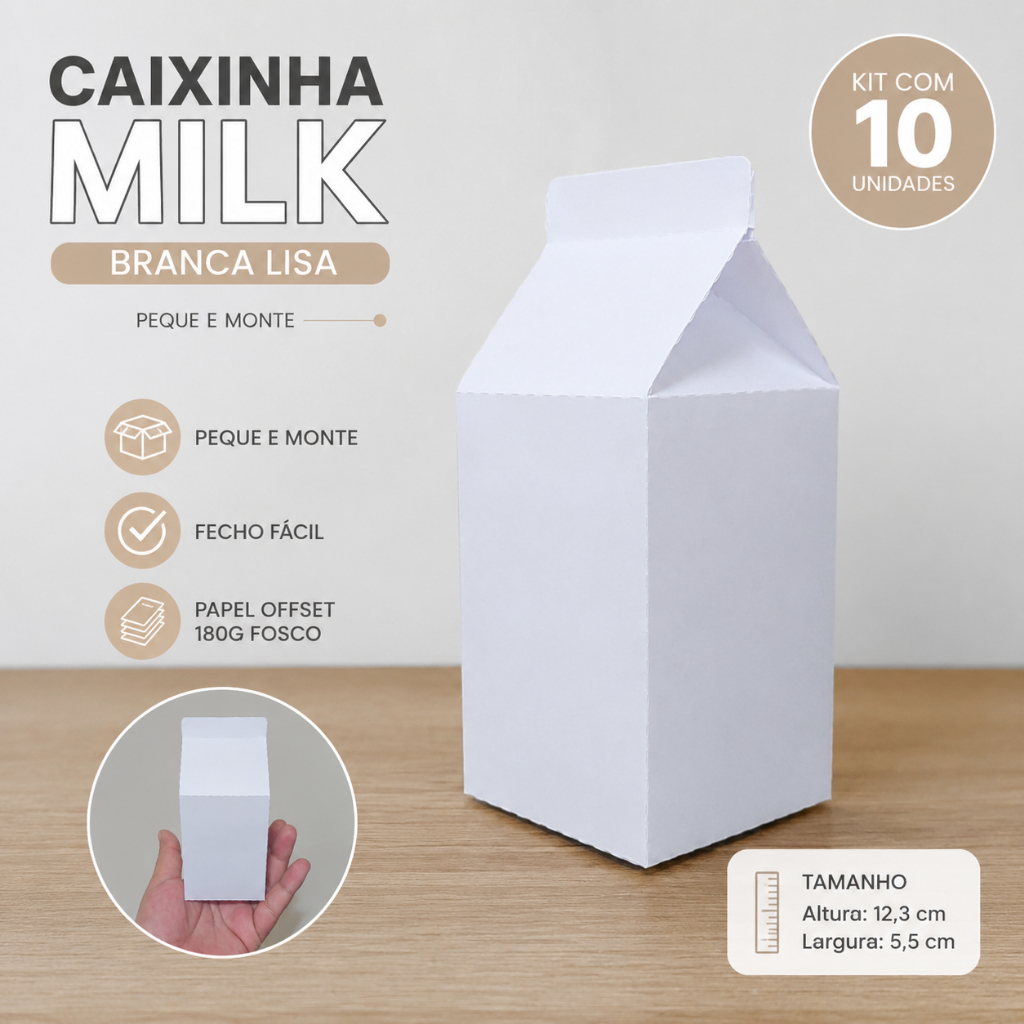 Caixinha Milk Branca Lisa Kit 10 Unidades Para Personalizar