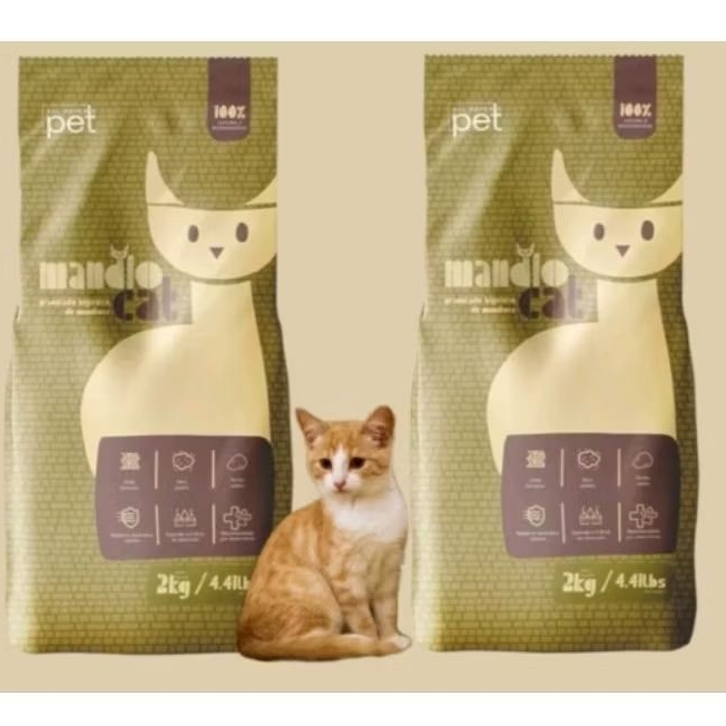 Areia Higiênica Mandiocat 2kg Granulado de Mandioca 100% Natural Biodegradável para Gatos