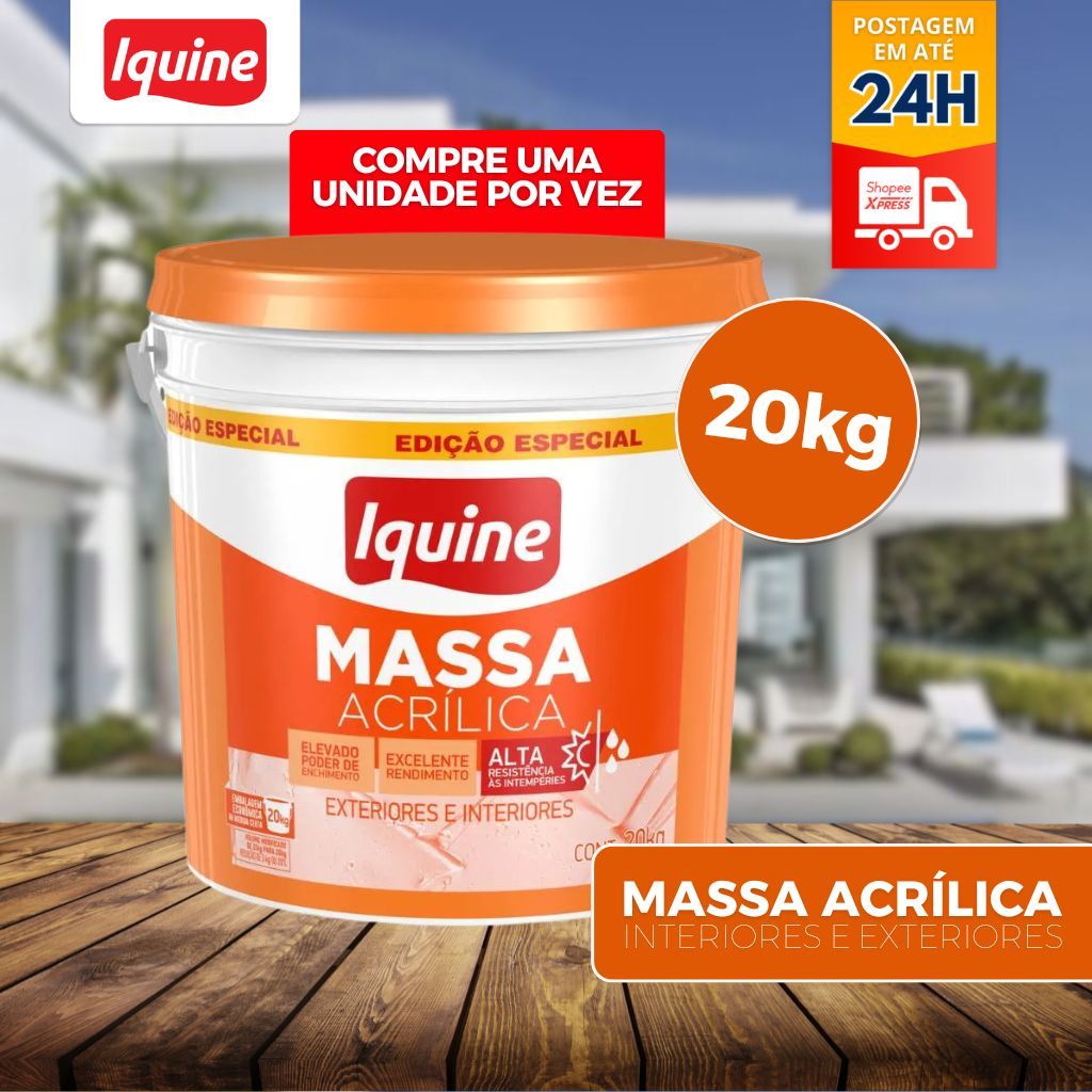 Massa Acrílica 20kg | Áreas Interna E Externa Iquine