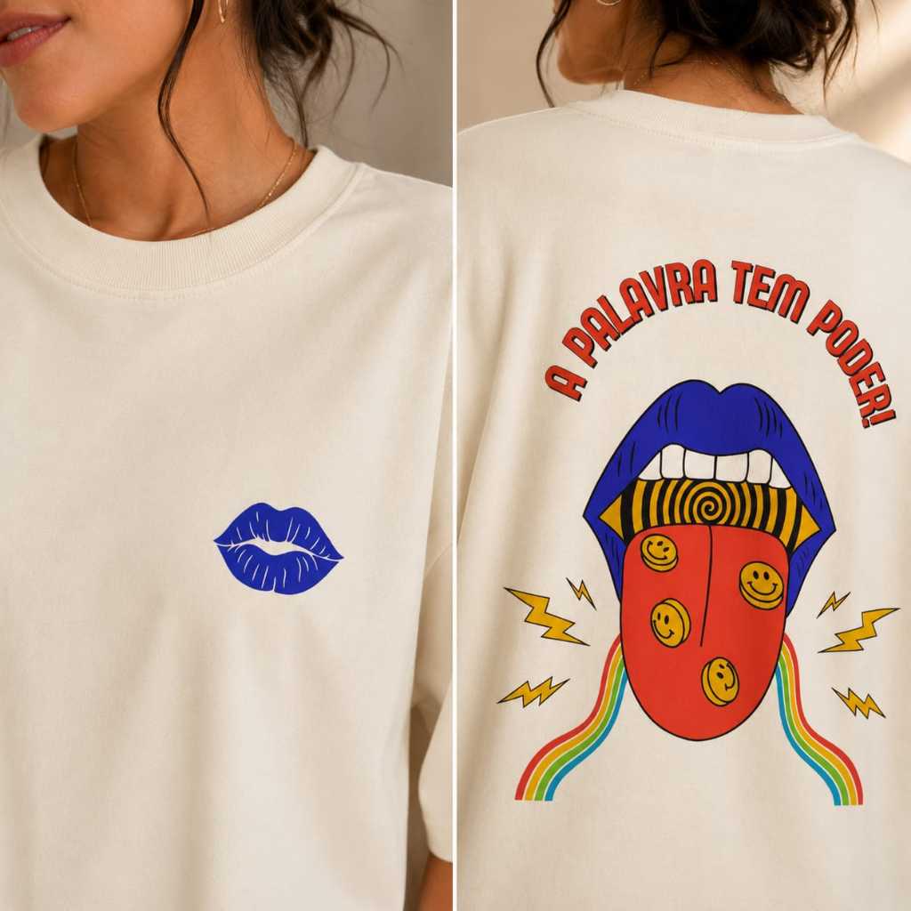 Camiseta Feminina Oversized Treino Academia Estampada 100% Algodão Confortável