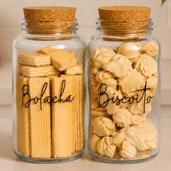 2 Potes de Vidro Biscoito + Bolacha 830 ml | Pote Hermético com adesivo Opcional | Cantinho do Café