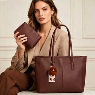 JAMI JAMI Kit de Bolsa Tote Grande Estilo Elegante Tiracolo Feminina com Alça Lateral Faixa de Mão de Couro B758