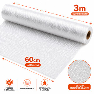 Forro Antiderrapante 60cm x 3m Impermeável Para Gaveta Armário Lavável Recortável