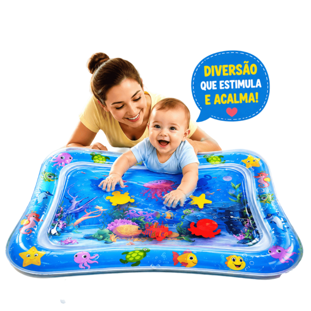 Tapete Infantil Sensorial Inflável Água Bebê Atividades Estimula Desenvolvimento Criança Pets
