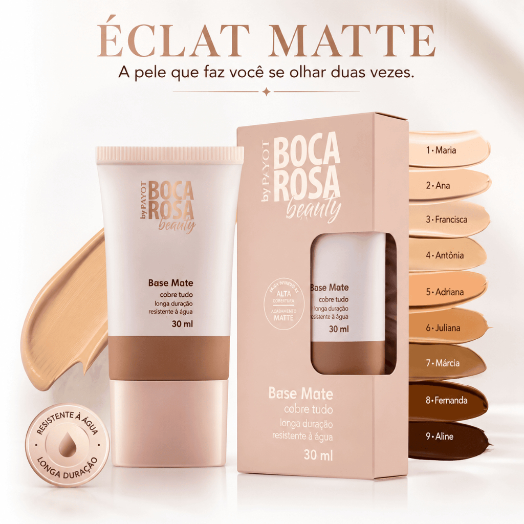 Base Líquida Boca Rosa Beauty by Payot Alta Cobertura Matte Resistente À Água Vegana