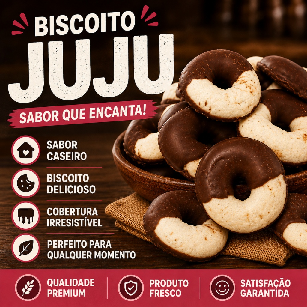 Biscoito Juju com Chocolate Granel-500g-1kg Bolacha Amanteigada Caseira Petit Four Doce Empório Rosa