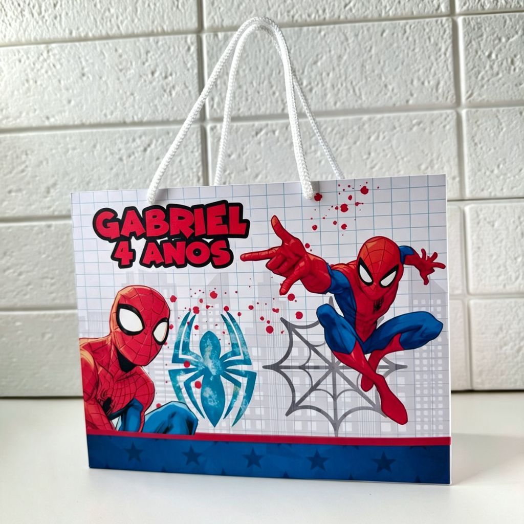 Sacolinha Personalizada Homem Aranha – Lembrancinha de Aniversário Desmontado