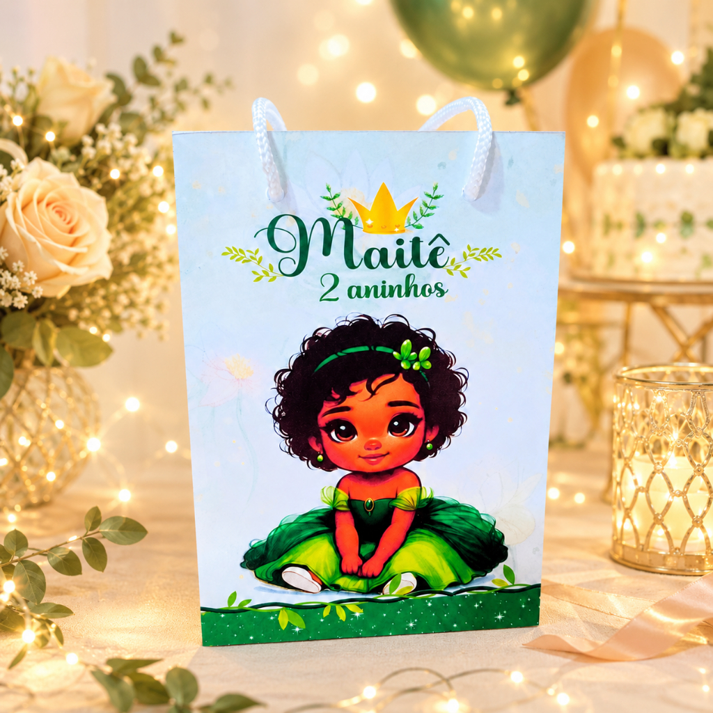 Sacolinha Personalizada PRINCESA TIANA Sacolinha Surpresa | Lembrancinha Festa