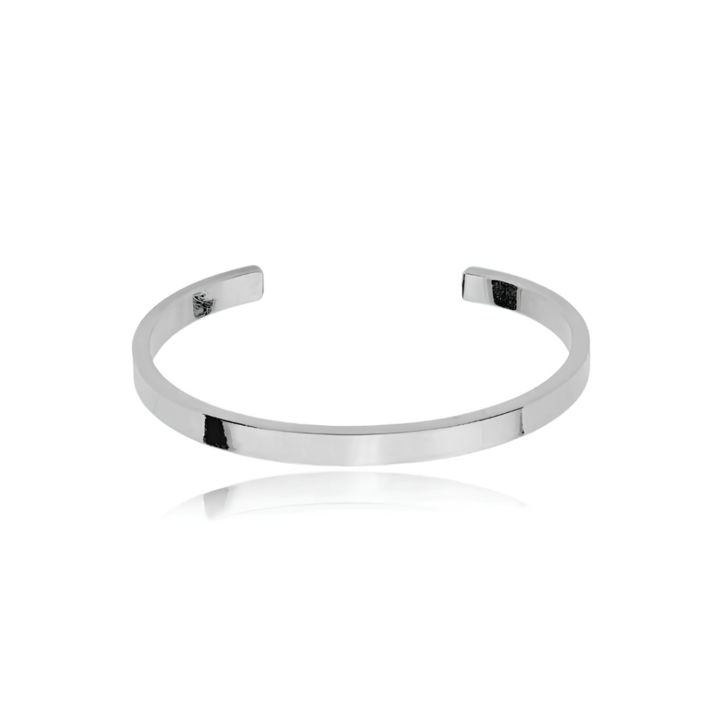 Bracelete Liso Banhado a Prata Feminino Semijoia Elegante Minimalista Hipoalergênico Potere