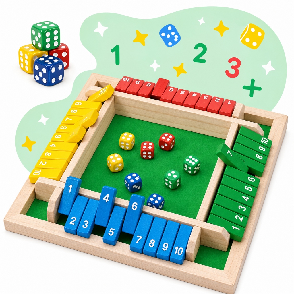 Jogo de Tabuleiro Educativo Feche a Caixa De Dados Quatro Lados Matemático Infan