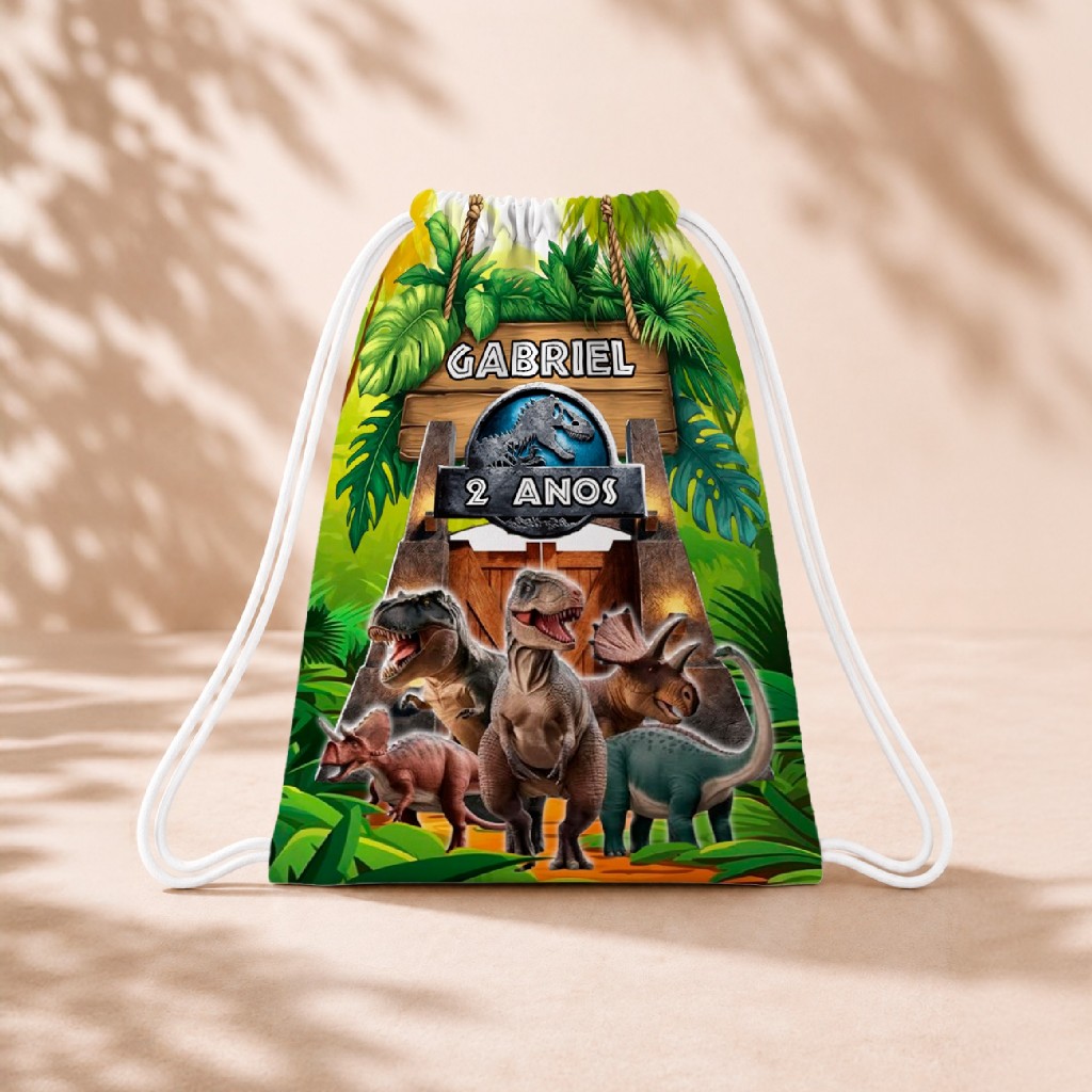 10 Mochila Personalizada Infantil 18x26 Sacolinhas Surpresa Festa Aniversário Lembrancinha Dinossauros Dinossauro M4