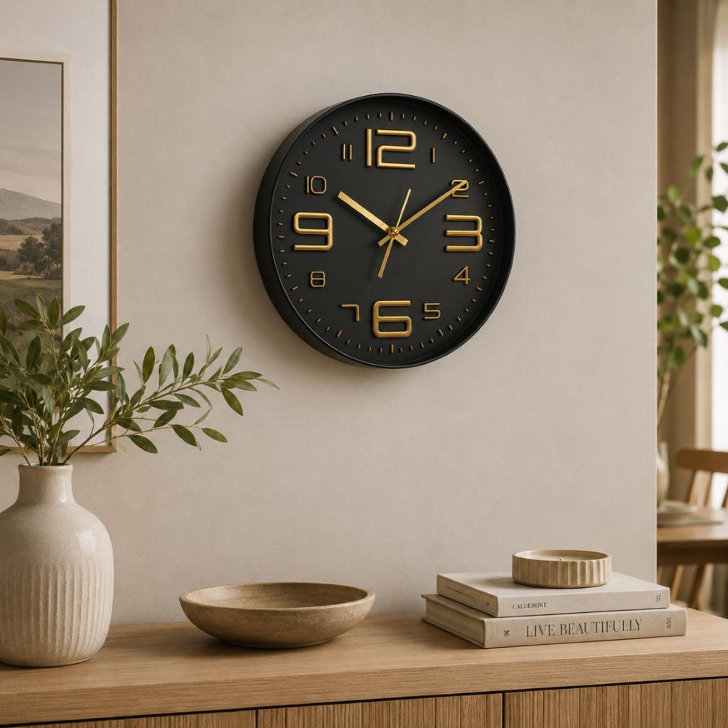 Relógio Parede Decorativo Grande 30cm Cor Preto Moderno Silencioso Reforçado Casa Sala Escritório Fg