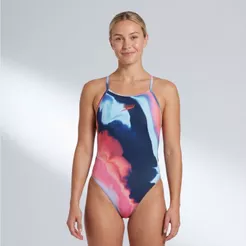 Maiô Atletas Natação New Cross Slim Fluid Tides Speedo High Speed - AZUL NOTURNO