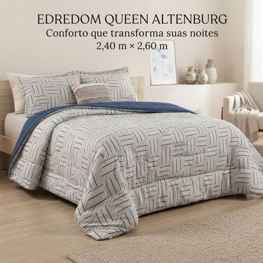 Edredom Queen Altenburg Malha Fio Penteado 100% Algodão Macio Confortável e Aconchegante