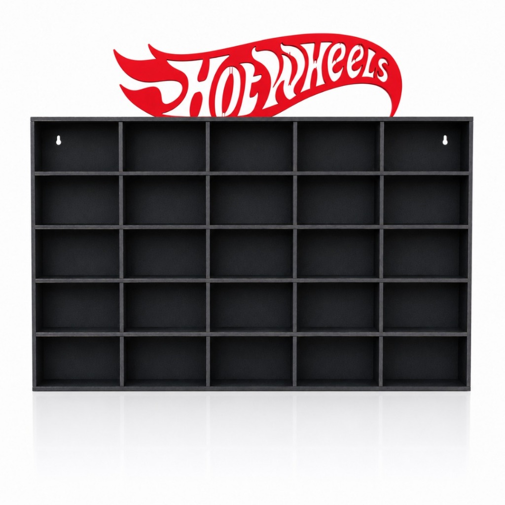 Suporte Expositor Porta Carrinhos Hot Wheels Em MDF Decorativo Parede 42x25x5cm