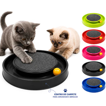 Arranhador para Gatos Redondo com Bolinha Interativo Relax Antiestresse Brinquedos para Gatos