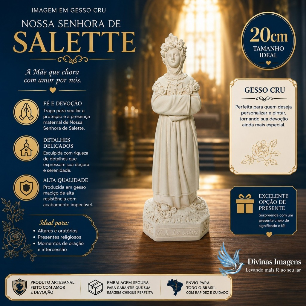 Imagem Nossa Senhora Salette 20cm Gesso Cru Retocado Para Pintura Personalizada