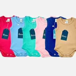 Kit 3 Body Regata Bebê Amore Liso Recem Nascido P M G GG Verão Sortido