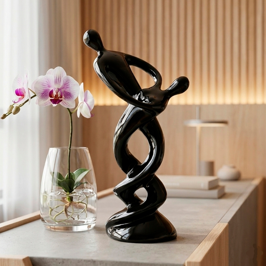 Estatueta Enfeite Decorativa Cerâmica Peça Decoração Sala Luxo Escritório Vaso Estatua Moderna Casal Decorar Casa Mesa