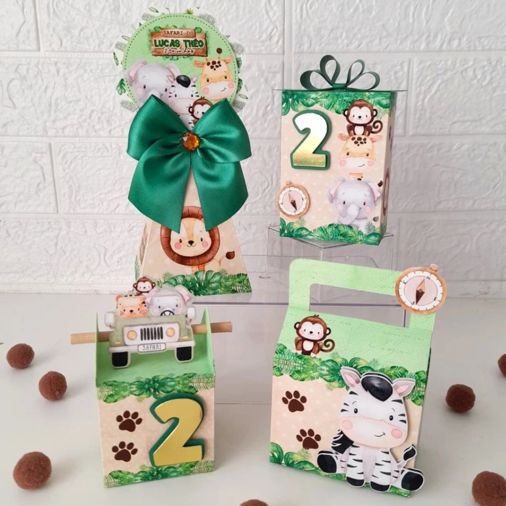 Safari Menino Kit Personalizado Lembrancinhas para Festa Caixinhas Personalizadas Mêsversário Aniversário