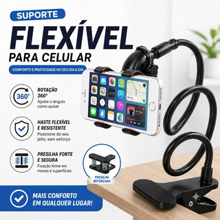 Suporte Para Celular Articulado Flexivel Universal De Mesa Cama Garra Pescoço Ganso Ajust…