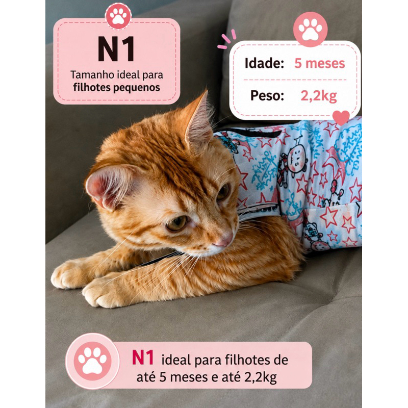 Roupa Gato Pós Cirúrgica Castração