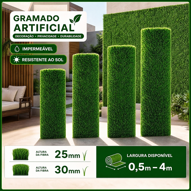 Tapete Grama Sintética Artificial 25mm 50x100cm – Piso Verde Decorativo Realista Para Jardim, Casa, Área Externa E Lazer