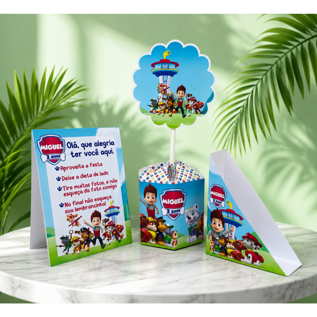 Centro de Mesa + Plaquinha de Agradecimento + Porta Guardanapo Personalizados - Lembrancinha de festa — imagem 2 de 2