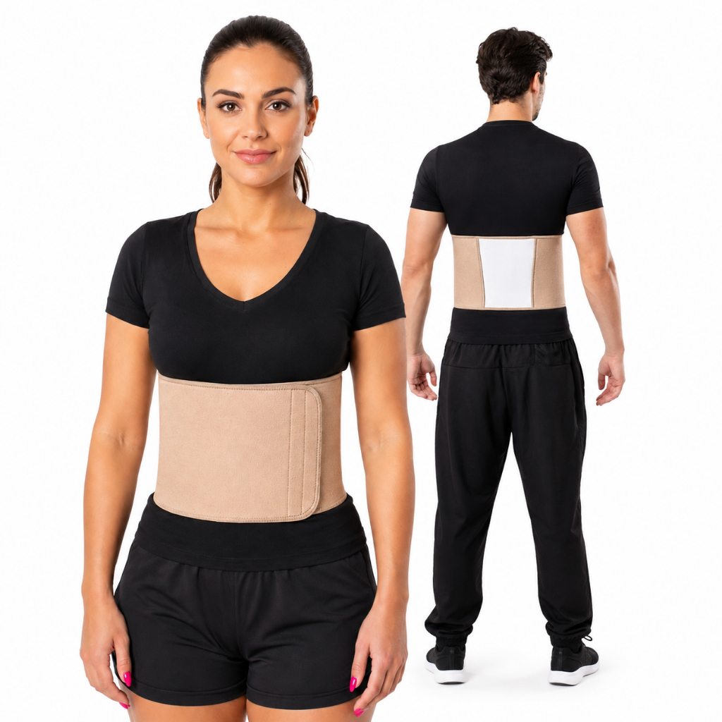 Cinta Modeladora e Postural Alta Compressão Pós Cirúrgica Abdominal Unissex Faixa 1.5 mm de Espessura e 20 cm De Altura