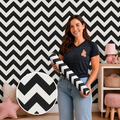 Papel De Parede Chevron Preto E Branco