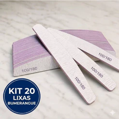 Kit 20, 10 ou 5 Lixas de Unha Bumerang Lavável 100/180 Banana Alongamento