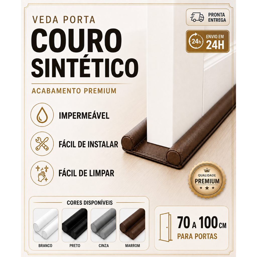 Veda Porta Couro Sintético Rolinho Impermeável | Vento Poeira Insetos | 4 Cores 70 80 90 100cm