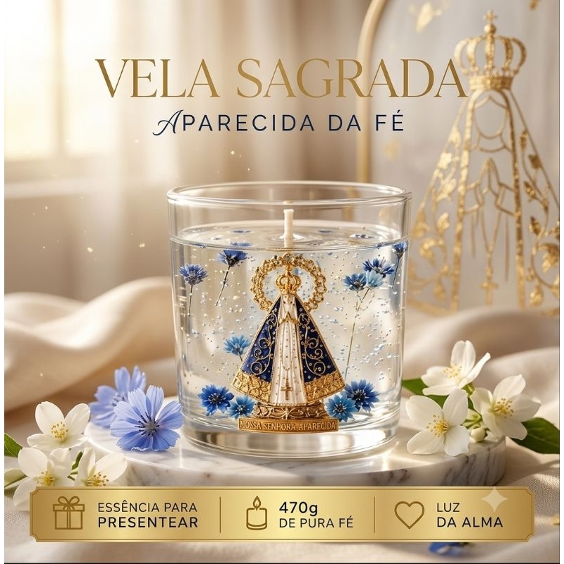 Vela Aromática Nossa Senhora Aparecida 470g | Artesanal | Devocional | Presente Especial