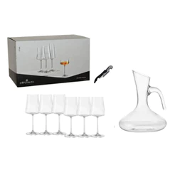 JOGO 6 Taças Cristal Titânio Xtra Vinho 220 a 560ml Bohemia + Decante C/Alça e Saca rrolha Grátis