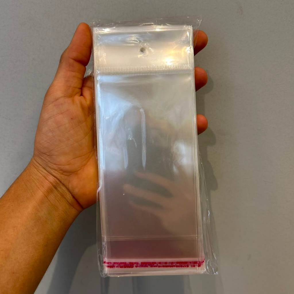 100 Sacos transparente com Furo Adesivado Pendurar Auto Colante Kit 100un
