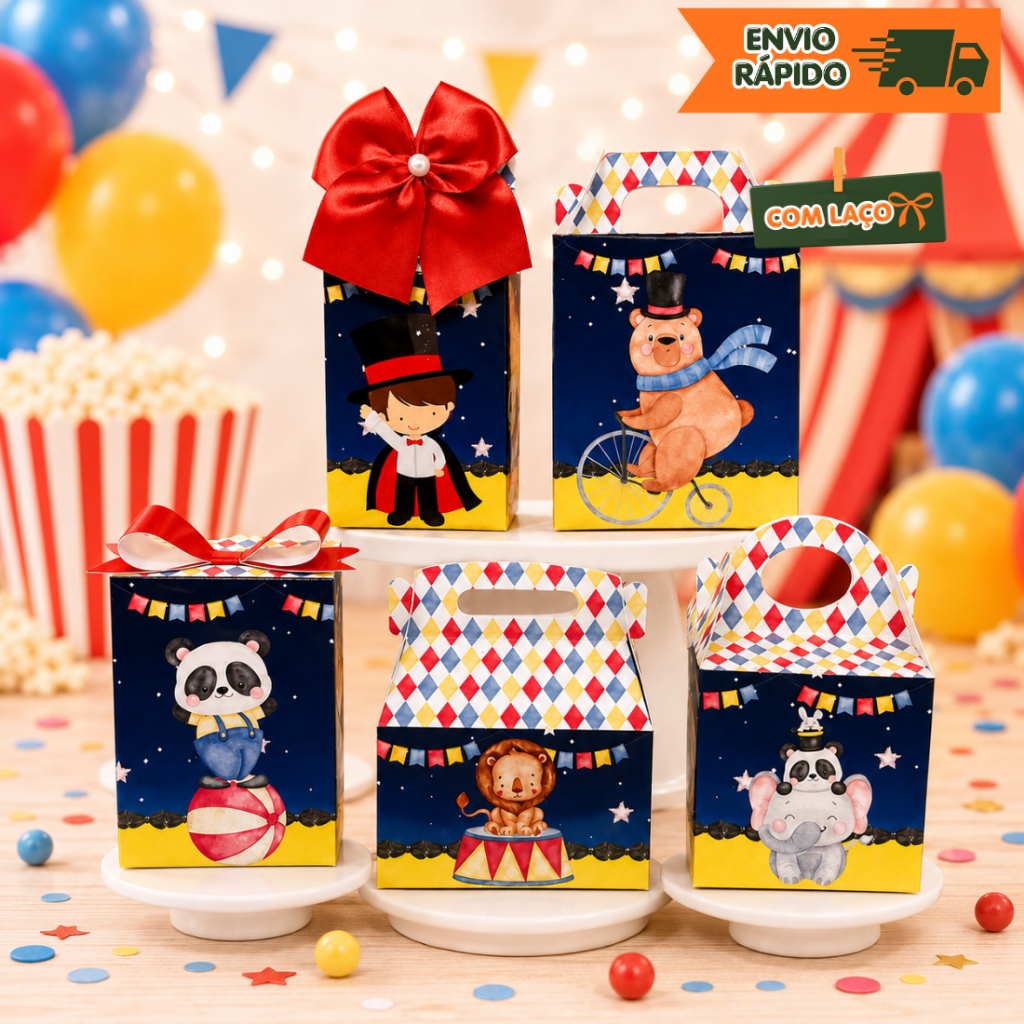 Caixinhas personalizados  lembrancinhas  aniversário  Kit festa Circo / PEGUE E MONTE OU MONTADO