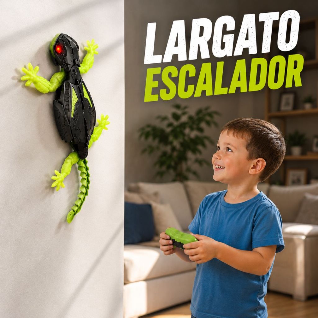 Lagarto Robô Escalador De Parede Led Neon Controle Remoto Brinquedo Moderno Tecnológico Realista